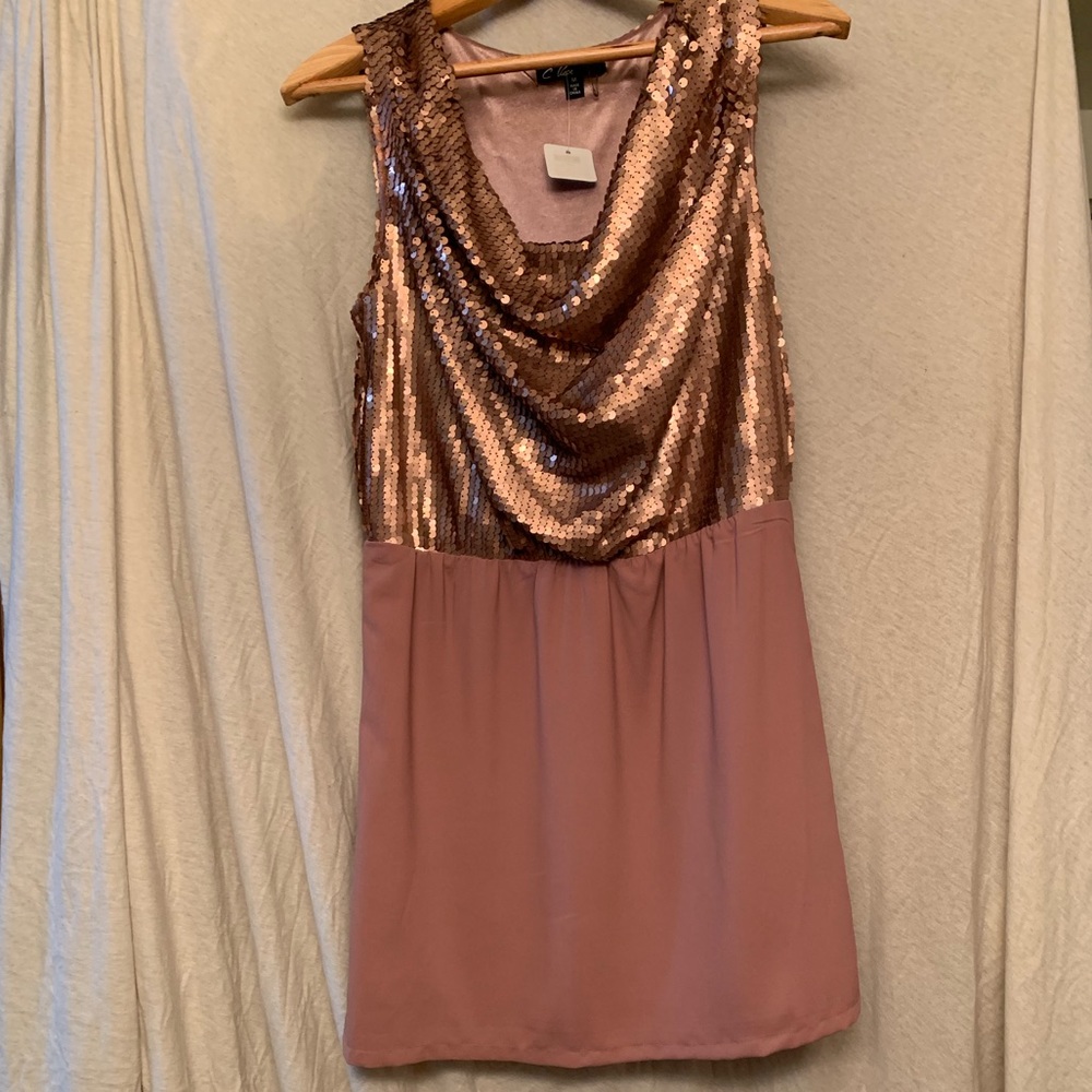 Women’s cocktail dress, champagne pink.